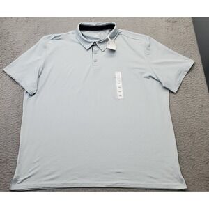 Stylus Polo Shirt Mens XXL Blue Short Sleeve Stretch Slit Collared Sweat Wicking